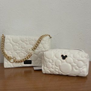 Disney Mickey Mouse Mickey Ears Quilted Pattern Purse & Cosmetic Makeup Bag.